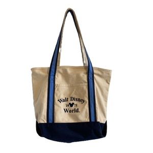 Walt Disney World 1971 Cotton Canvas Tote Bag Blue Cream Embroidered Logo